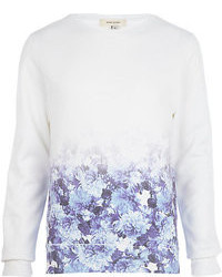 River Island White Floral Ombre Print Sweatshirt
