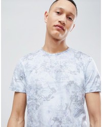 Burton Menswear T Shirt In Blue Floral Print