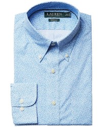 Lauren Ralph Lauren Classic Fit Non Iron Poplin Floral Print Button Down Collar Dress Shirt Long Sleeve Button Up