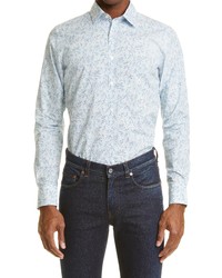 Canali Floral Sport Button Up Shirt In Blue At Nordstrom