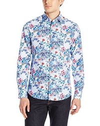 Stone Rose Floral Check Long Sleeve Button Down Shirt