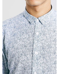 Topman Blue Scribble Print Drapey Long Sleeve Smart Shirt