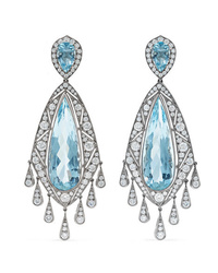 Fred Leighton Collection 18 Karat White Gold Aquamarine And Diamond Earrings