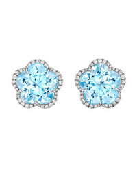 Kiki McDonough Grace Flower Blue Topaz Diamond Earrings