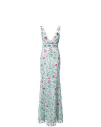 Marchesa Notte Floral Fitted Maxi Dress