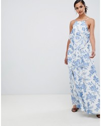 ASOS DESIGN Soft Ruffle Maxi Dress In Blue Floral