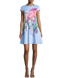 Ted Baker London Bowkay Floral Fit Flare Dress Pale Blue