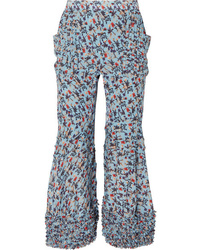 Chloé Med Pleated Floral Print Crepe Flared Pants
