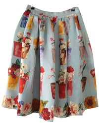 Light Blue Floral Full Skirt