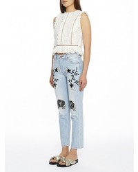 Bliss And Mischief Conjure Embroidered High Rise Straight Leg Jean