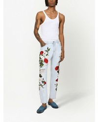 Dolce & Gabbana Distressed Floral Print Jeans