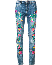Philipp Plein Floral Embroidery Skinny Jeans