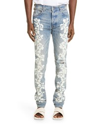 Amiri Hibiscus Stencil Distressed Jeans In Light Indi At Nordstrom
