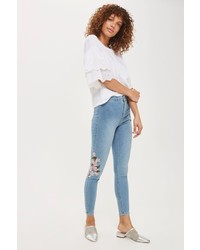 Topshop Moto Floral Embroidered Joni Jeans