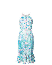 Light Blue Floral Lace Sheath Dress