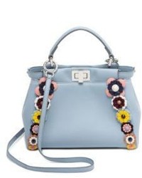 Fendi Mini Peekaboo Floral Embellished Leather Handbag