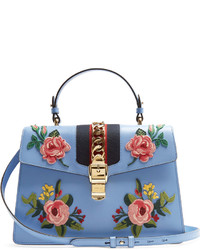 Gucci Sylvie Large Floral Appliqu Leather Shoulder Bag