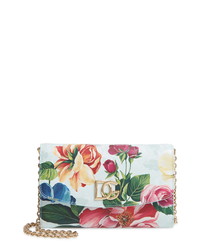Dolce & Gabbana Micro St Dauphine Floral Print Leather Crossbody Bag