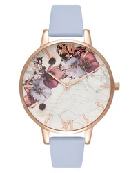 Light Blue Floral Leather Watch