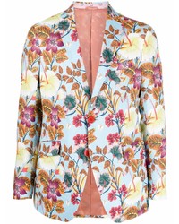 Light Blue Floral Linen Blazer