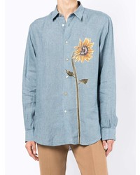 Paul Smith Floral Print Button Up Linen Shirt