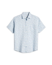 Peter Millar Seaside Floral Aura Short Sleeve Linen Button Up Shirt