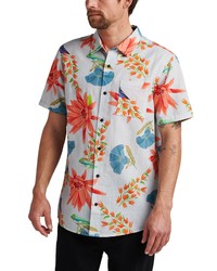 Roark Sierra Madre Journey Floral Short Sleeve Organic Cotton Linen Button Up Shirt In Sky Blue At Nordstrom