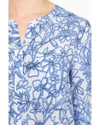 NYDJ Fanciful Floral Sketch Print 34 Sleeve Blouse In Petite