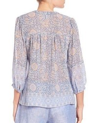 Joie Frazier Floral Printed Silk Blouse