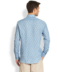Saks Fifth Avenue Collection Floral Linen Sportshirt