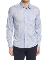 Scott Barber Featherweight Floral Print Button Up Shirt In Blue At Nordstrom