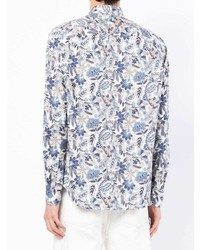 Kiton Floral Print Band Collar Shirt