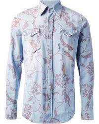 Hydrogen Floral Denim Shirt