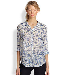 Light Blue Floral Long Sleeve T-shirt