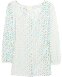 Band Of Outsiders Floral Print Cotton And Silk Blend Blouse