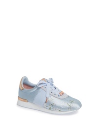 Light Blue Floral Low Top Sneakers