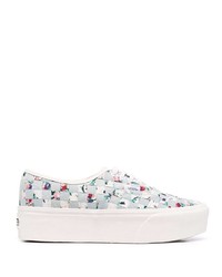 Light Blue Floral Low Top Sneakers