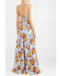 Rebecca de Ravenel Braided Floral Print Silk Twill Maxi Dress