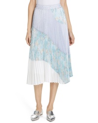 Clu Floral Colorblock Pleated Skirt