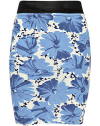 Boohoo Bethan Blue Floral Print Bodycon Mini Skirt