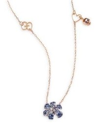Gucci Floral Diamond Blue Sapphire 18k Rose Gold Necklace