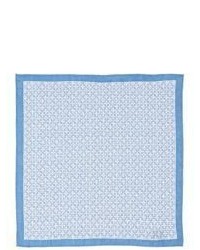 Barneys New York Checked Floral Woven Pocket Square Blue
