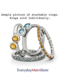 Sterling Silver Stackable Flower Ring Marquise Shaped Blue Topaz Stones Qsk490