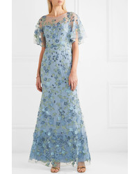 Marchesa Notte Appliqud And Embroidered Tulle And Satin Gown