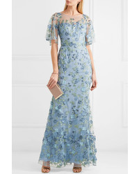 Marchesa Notte Appliqud And Embroidered Tulle And Satin Gown