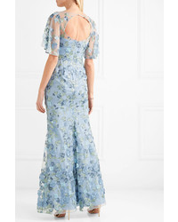 Marchesa Notte Appliqud And Embroidered Tulle And Satin Gown