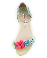 Sophia Webster Lilico Floral Sequin Flat Sandal Pearl Blue
