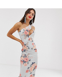 Missguided Tall Cut Out Shoulder Midi Dress In Floral Print