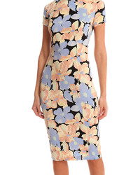 Suno Fitted Dress Overlap Floral