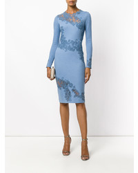 Ermanno Scervino Fitted Dress With Embroidered Floral Insets
